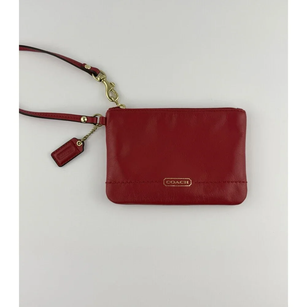 Beautiful COACH Red Smooth Leather Wristlet